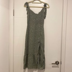 Olive Green Abercrombie Midi dress with Tie Straps